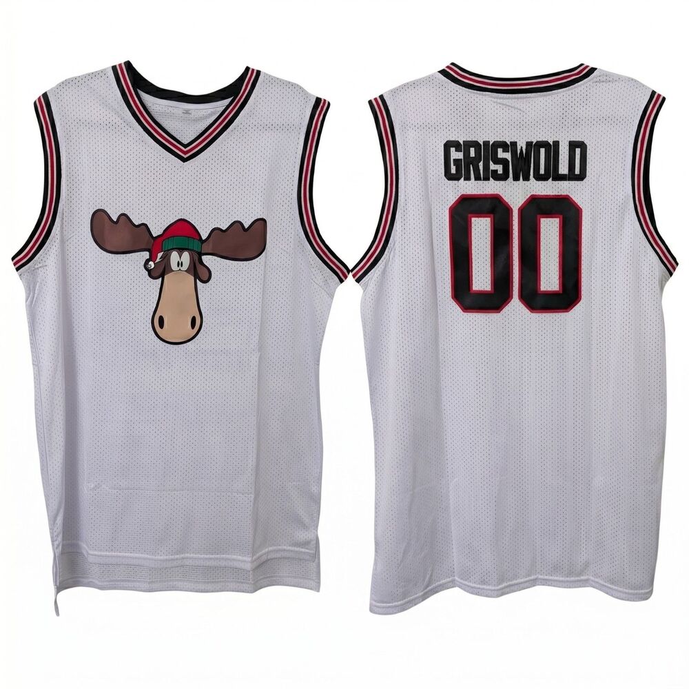 🎄 Christmas Vacation Griswold 00 Moose Basketball Jersey White 2XL